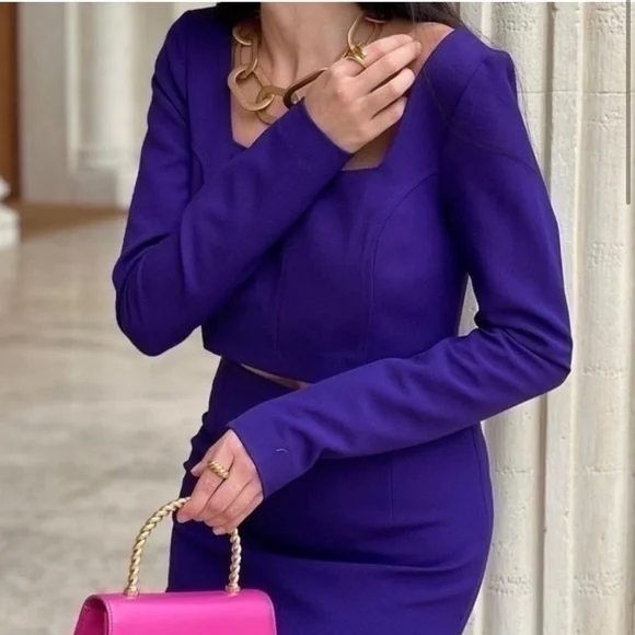 NWT TOP ZARA PURPLE CROPPED TOP - Picture 8 of 8